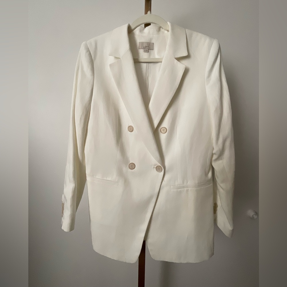 LOFT Double-Breasted Cream Blazer